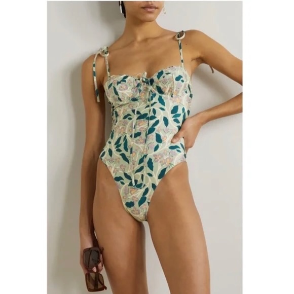 Agua by Agua Bendita Lavanda Cotton & Silk Blend Pareo and swimsuit in size M. - Picture 10 of 14